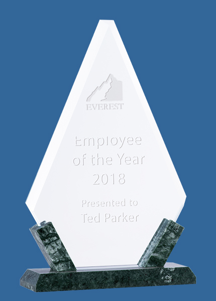 GMG03_e Arrowhead Green Marble Clear Glass Award Trophy (10mm Thick)