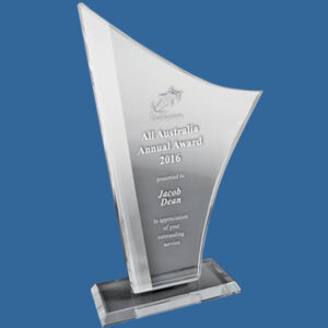 DSGA01_e Designer Clear Glass Sail Frosted Edge Award Trophy