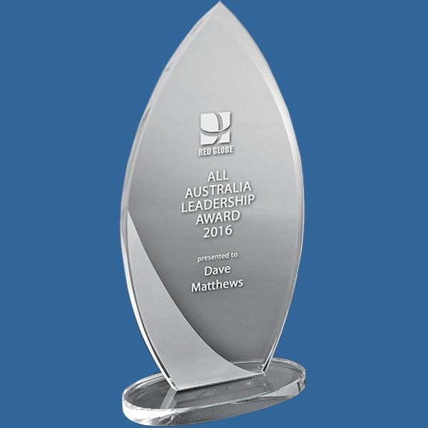 DSGA02_e Designer Clear Glass Flame Frosted Curve Award Trophy