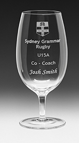 Tulip Shaped Wineglass. Clear and uncut for sandblasting logos and text.