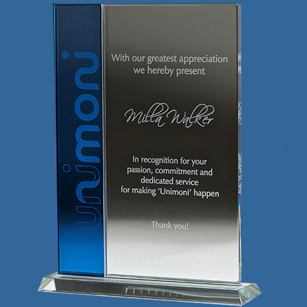 GB381_t Vision Glass Award Trophy with Blue