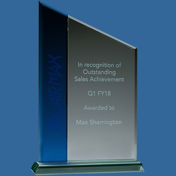GB402_t Jade Blue Peak Glass Award Trophy