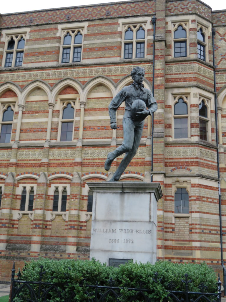 Statue of William Webb Ellis in the Rugby School grounds