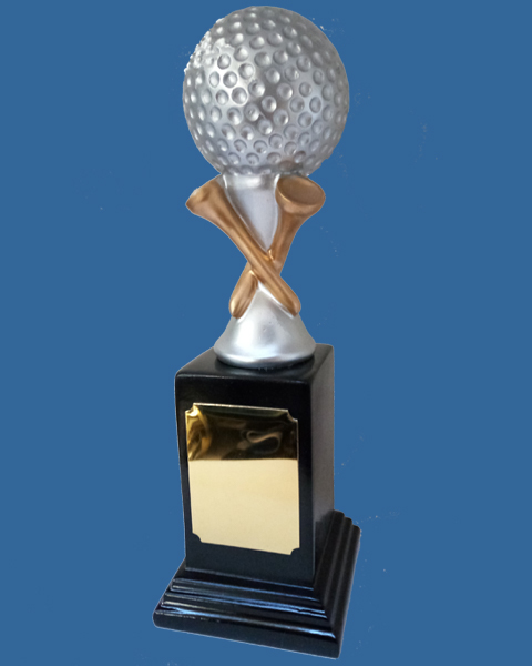 Resin Golf Ball on Black Column Trophy
