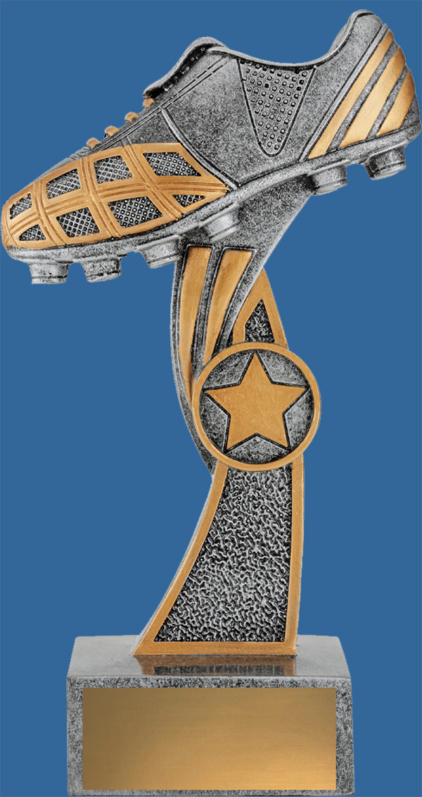 The Raptor Boot Australian Rules Trophy is a tall plinth style award. Perfect for men and women with its generic design. It displays a boot on a pedestal with room for a 25mm club logo. Antique Silver tones with bronze trim.