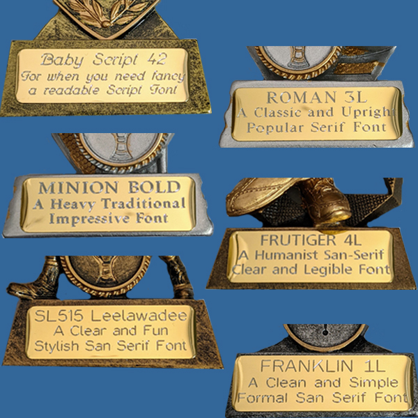 Engraved Plates on Resin Trophies