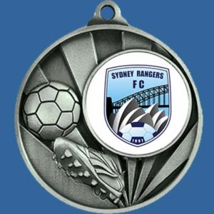 1076C-3Se Sunrise Series Football Soccer Medal Antique Silver with Centre