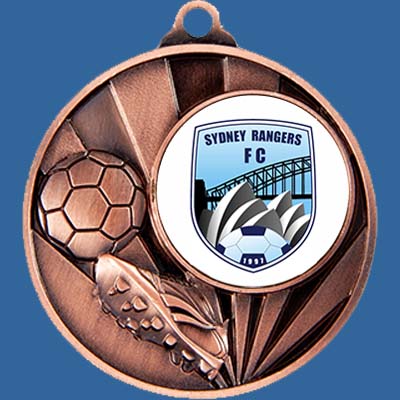1076C-9BRe Sunrise Series Football Soccer Medal Antique Bronze with Centre