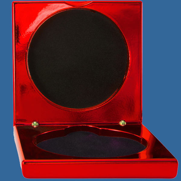 1404-2ERe Electric Red Metallic Medal Case - Fits 70mm Medals