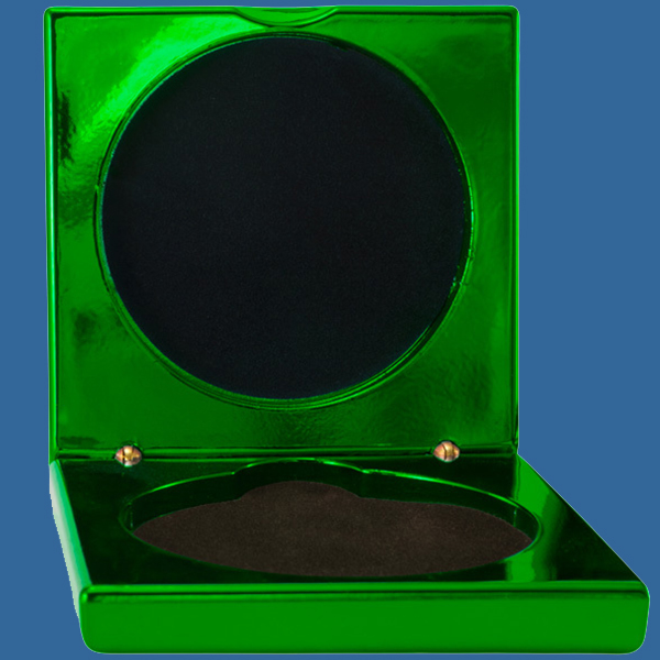1494-2EGNe Electric Green Metallic Medal Case - Fits 70mm Medals