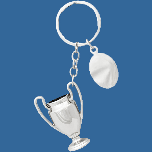 9945t Keyring Champion Cup Silver Metal with engravable ID plate