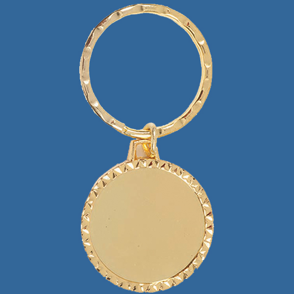 BS028Gi Keyring Round Gold Metal with 25mm centre insert