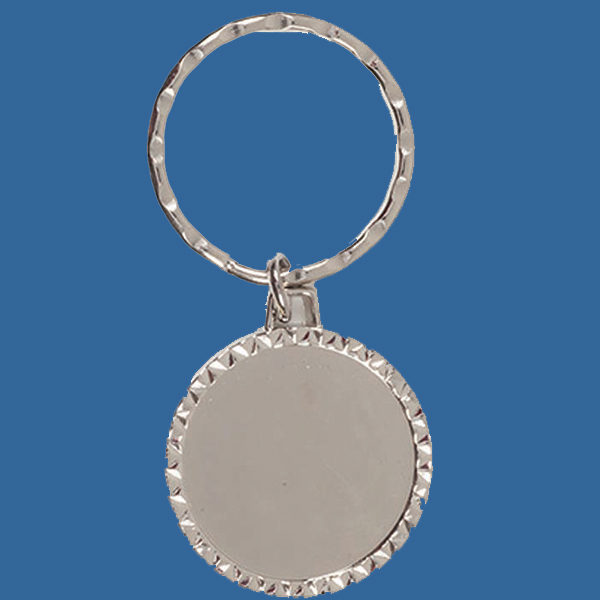 BS028Si Keyring Round Silver Metal with 25mm centre insert