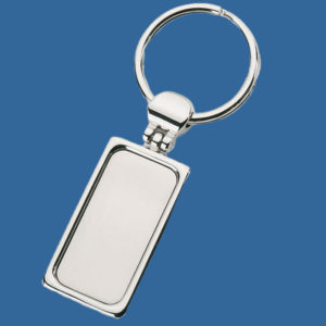 E1269e Keyring Silver Metal Rectangle with engraving area