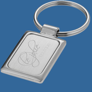 E1296e Keyring Silver Metal rectangle with engraving area