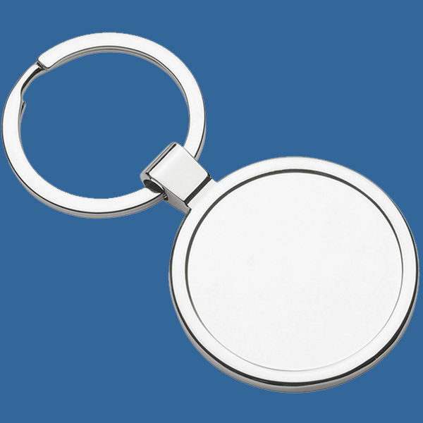 E1301e Keyring Shiny Round Metal with 25mm centre insert or engraving area