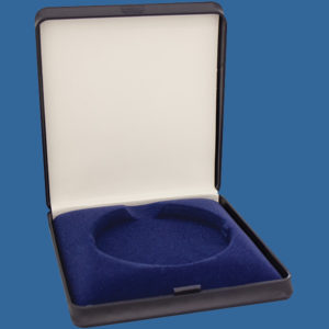 H50t Large Medal Box - black case - blue velvet - Fits 70mm Medals