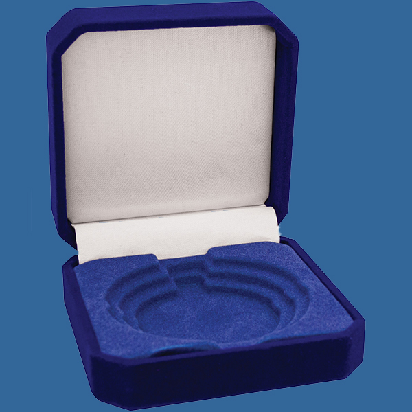 H60Bt Crown Blue Medal Case - Premium Velvet - White Inlay - Fits 50,60,70mm Medals