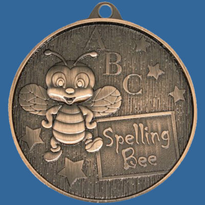 MC378Bt Finesse Series Spelling Bee Medal Antique Bronze with 25mm Custom Insert