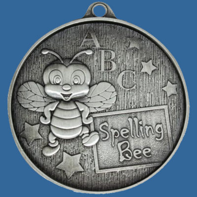 MC378St Finesse Series Spelling Bee Medal Antique Silver with 25mm Custom Insert