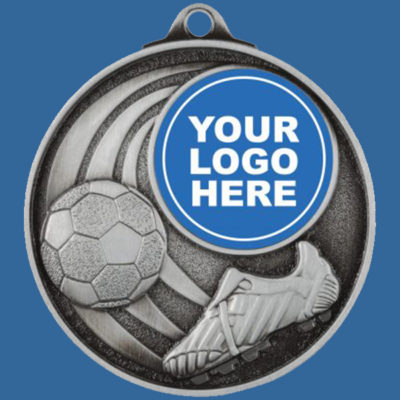 MC904St Finesse Series Soccer Football Medal Antique Silver with 25mm Custom Insert