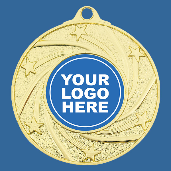ME140Gt Shiny Stars Series Bright Gold Medal 50mm - 3mm Thick