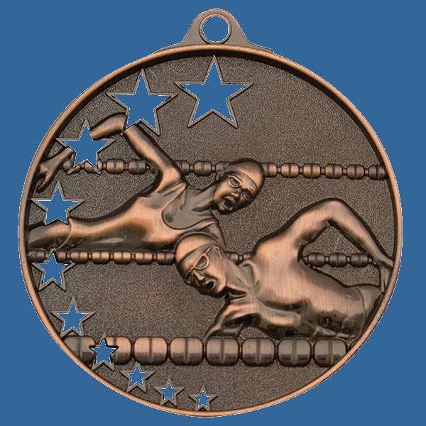 MH902Bt Bright Star Series Swim Medal Antique Bronze