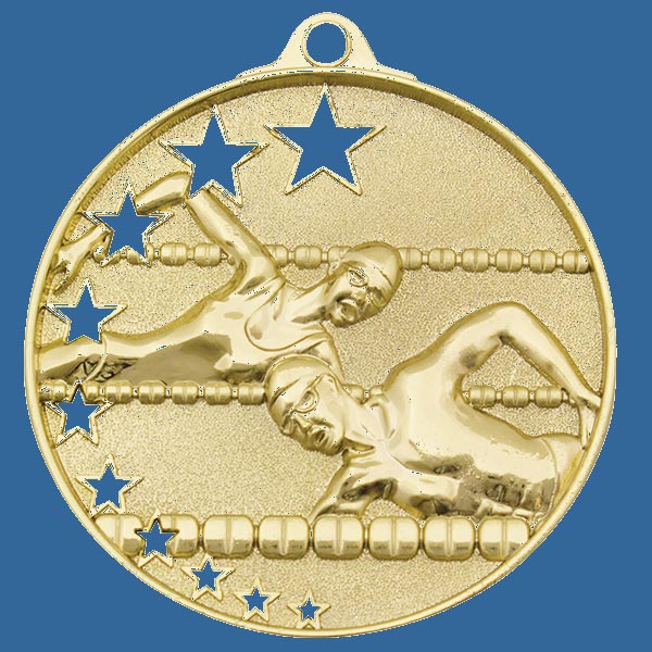 MH902Gt Bright Star Series Swim Medal Antique Gold
