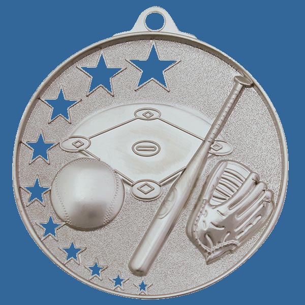 MH903St Bright Star Series Baseball Medal Antique Silver