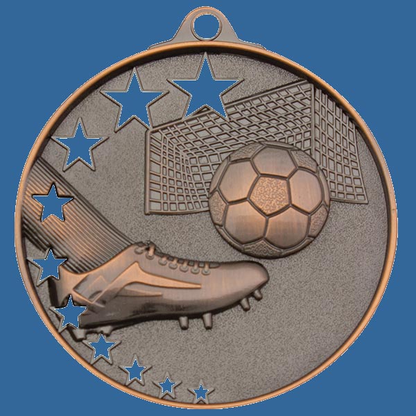 MH904Bt Bright Star Series Soccer Football Medal Antique Bronze
