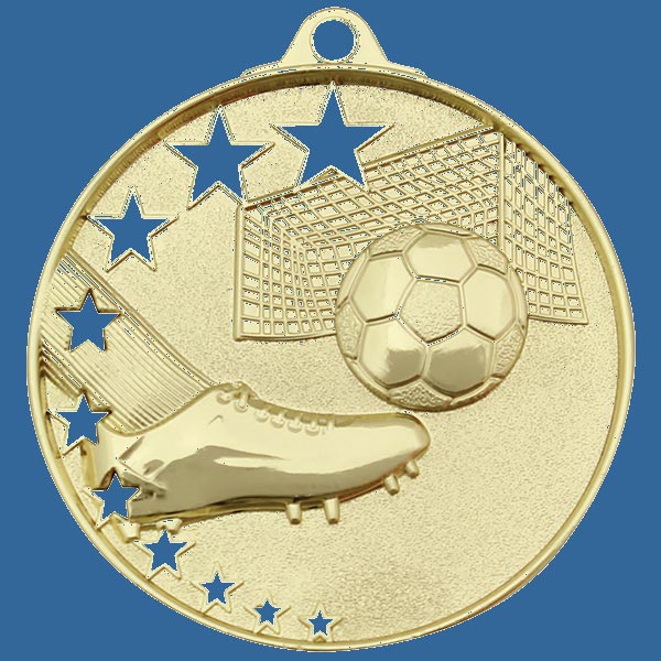 MH904Gt Bright Star Series Soccer Football Medal Antique Gold