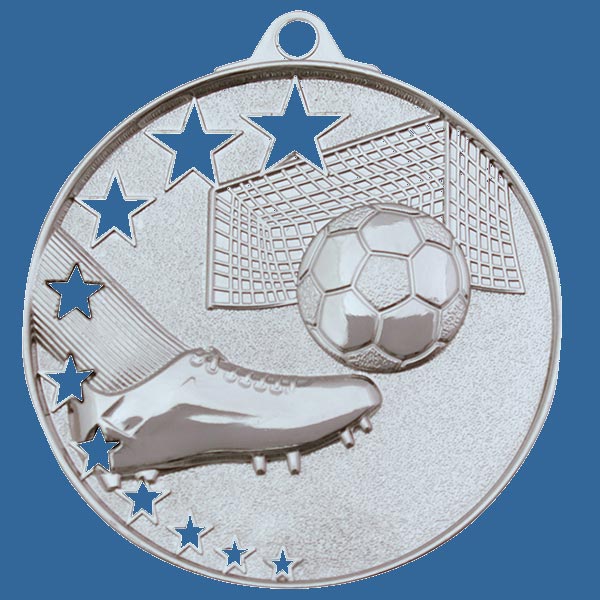 MH904St Bright Star Series Soccer Football Medal Antique Silver