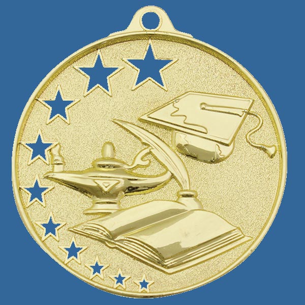 MH905Gt Bright Star Series Academic Education Medal Antique Gold