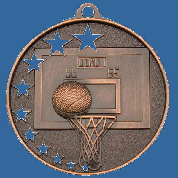 MH907Bt Bright Star Series Basketball Medal Antique Bronze