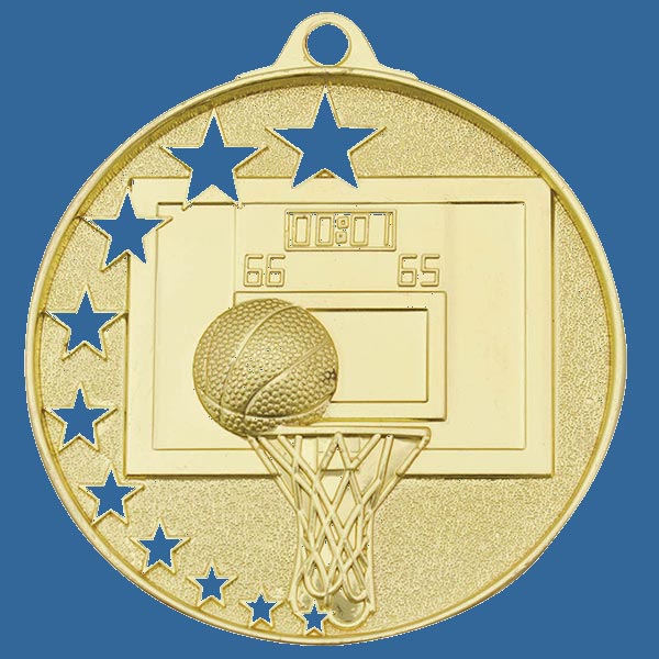 MH907Gt Bright Star Series Basketball Medal Antique Gold