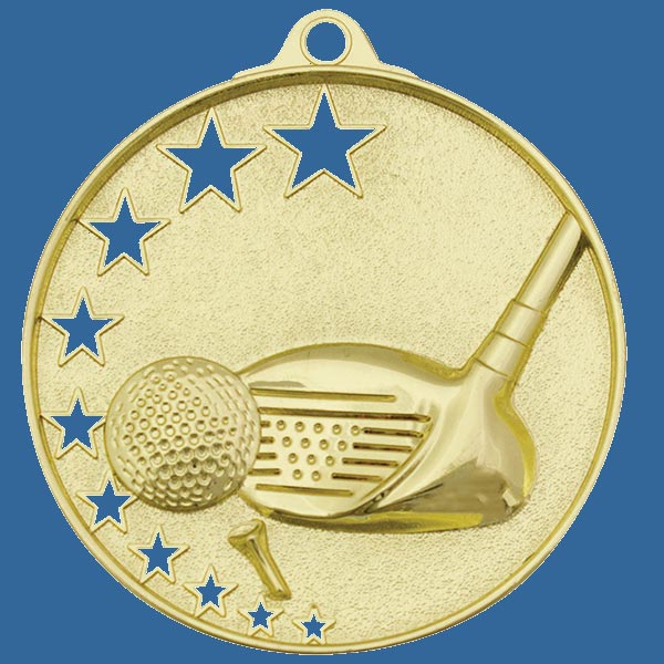 MH909Gt Bright Star Series Golf Medal Antique Gold