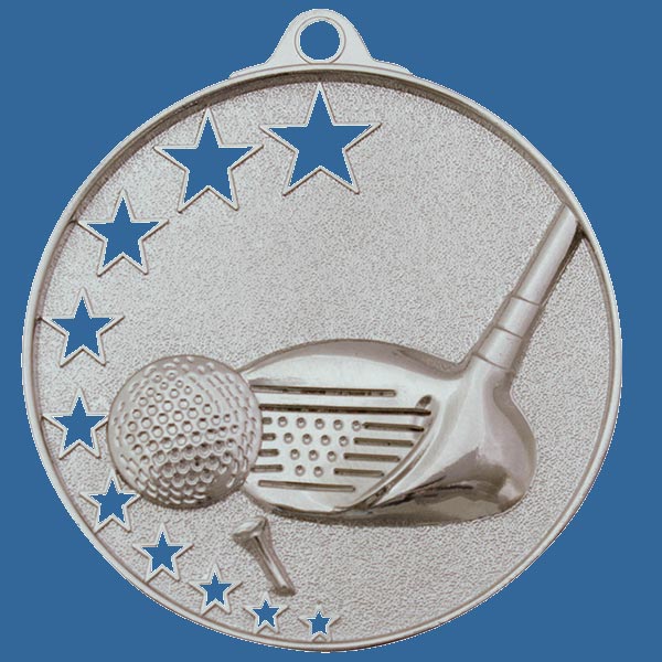 MH909St Bright Star Series Golf Medal Antique Silver
