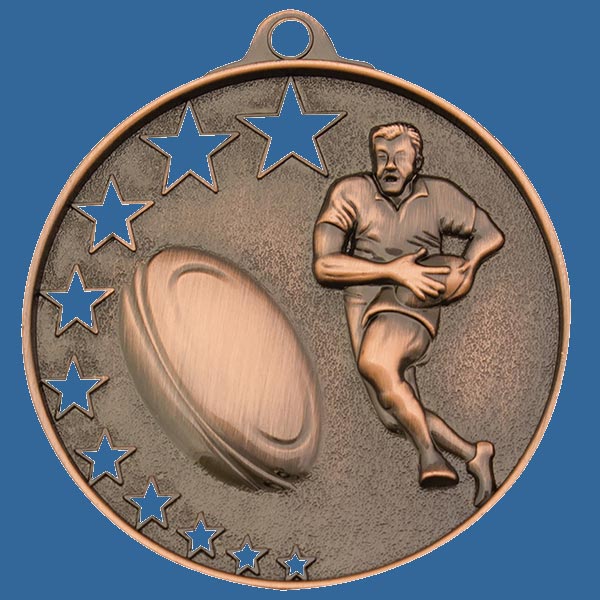 MH913Bt Bright Star Series Rugby Medal Antique Bronze