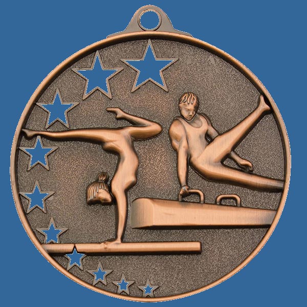 MH914Bt Bright Star Series Gymnastics Medal Antique Bronze