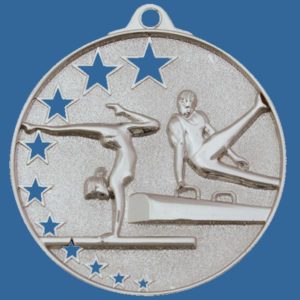 MH914St Bright Star Series Gymnastics Medal Antique Silver