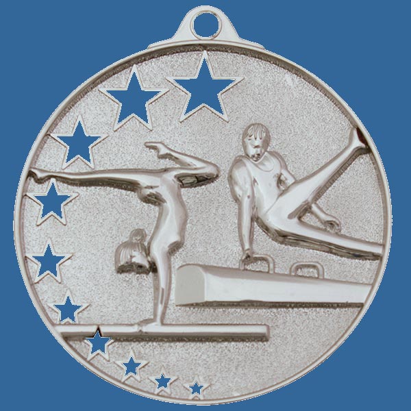 MH914St Bright Star Series Gymnastics Medal Antique Silver