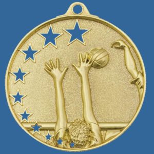 MH915Gt Bright Star Series Volleyball Medal Antique Gold