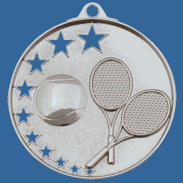 MH918St Bright Star Series Tennis Medal Antique Silver