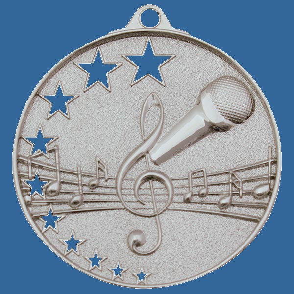 MH921St Bright Star Series Music Medal Antique Silver