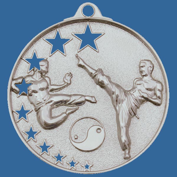 MH923St Bright Star Series Martial Arts Medal Antique Silver
