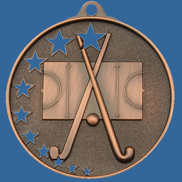 MH929Bt Bright Star Series Hockey Medal Antique Bronze