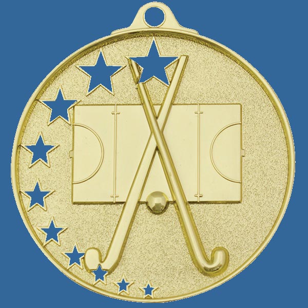 MH929Gt Bright Star Series Hockey Medal Antique Gold