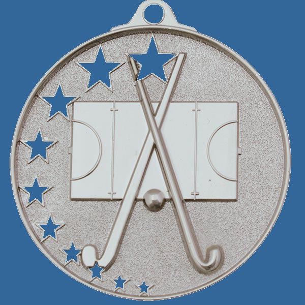 MH929St Bright Star Series Hockey Medal Antique Silver