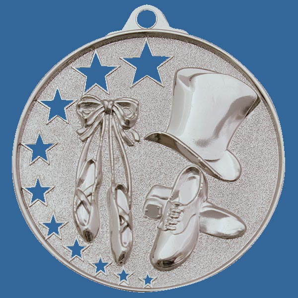 MH932St Bright Star Series Dance Medal Antique Silver