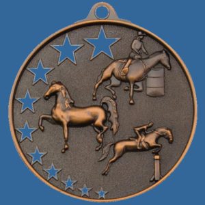 MH935Bt Bright Star Series Horse Medal Antique Bronze